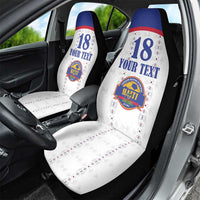 Custom Haiti Football Car Seat Cover Les Grenadiers Veve Haitian Vodou White Version - Wonder Print Shop