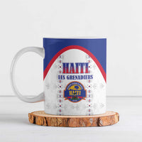 Custom Haiti Football Ceramic Mug Les Grenadiers Veve Haitian Vodou White Version - Wonder Print Shop