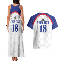Custom Haiti Football Couples Matching Tank Maxi Dress and Hawaiian Shirt Les Grenadiers Veve Haitian Vodou White Version - Wonder Print Shop