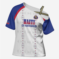 Custom Haiti Football Cross Shoulder Shirt Les Grenadiers Veve Haitian Vodou White Version - Wonder Print Shop