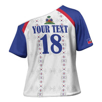 Custom Haiti Football Cross Shoulder Shirt Les Grenadiers Veve Haitian Vodou White Version - Wonder Print Shop