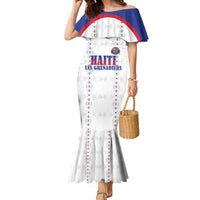 Custom Haiti Football Family Matching Mermaid Dress and Hawaiian Shirt Les Grenadiers Veve Haitian Vodou White Version - Wonder Print Shop