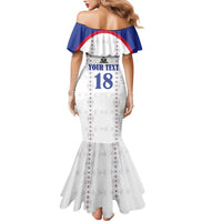 Custom Haiti Football Family Matching Mermaid Dress and Hawaiian Shirt Les Grenadiers Veve Haitian Vodou White Version - Wonder Print Shop