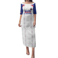 Custom Haiti Football Family Matching Puletasi and Hawaiian Shirt Les Grenadiers Veve Haitian Vodou White Version - Wonder Print Shop