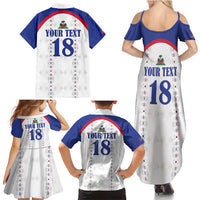 Custom Haiti Football Family Matching Summer Maxi Dress and Hawaiian Shirt Les Grenadiers Veve Haitian Vodou White Version - Wonder Print Shop