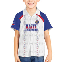 Custom Haiti Football Family Matching Summer Maxi Dress and Hawaiian Shirt Les Grenadiers Veve Haitian Vodou White Version - Wonder Print Shop