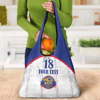 Custom Haiti Football Grocery Bag Les Grenadiers Veve Haitian Vodou White Version - Wonder Print Shop