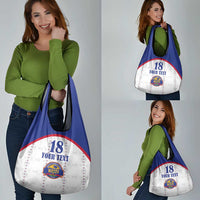 Custom Haiti Football Grocery Bag Les Grenadiers Veve Haitian Vodou White Version - Wonder Print Shop