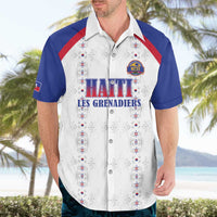 Custom Haiti Football Hawaiian Shirt Les Grenadiers Veve Haitian Vodou White Version - Wonder Print Shop