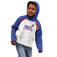 Custom Haiti Football Kid Hoodie Les Grenadiers Veve Haitian Vodou White Version - Wonder Print Shop