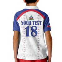 Custom Haiti Football Kid Polo Shirt Les Grenadiers Veve Haitian Vodou White Version - Wonder Print Shop
