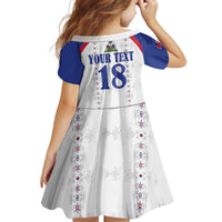 Custom Haiti Football Kid Short Sleeve Dress Les Grenadiers Veve Haitian Vodou White Version - Wonder Print Shop