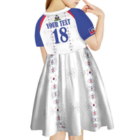 Custom Haiti Football Kid Short Sleeve Dress Les Grenadiers Veve Haitian Vodou White Version - Wonder Print Shop