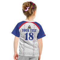 Custom Haiti Football Kid T Shirt Les Grenadiers Veve Haitian Vodou White Version - Wonder Print Shop