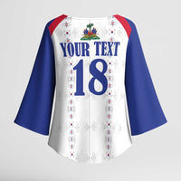 Custom Haiti Football Kimono Sleeve Blouse Les Grenadiers Veve Haitian Vodou White Version - Wonder Print Shop