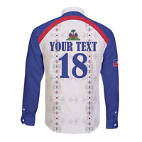 Custom Haiti Football Long Sleeve Button Shirt Les Grenadiers Veve Haitian Vodou White Version - Wonder Print Shop
