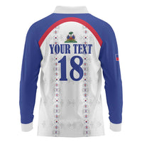 Custom Haiti Football Long Sleeve Polo Shirt Les Grenadiers Veve Haitian Vodou White Version - Wonder Print Shop