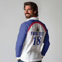 Custom Haiti Football Long Sleeve Polo Shirt Les Grenadiers Veve Haitian Vodou White Version - Wonder Print Shop