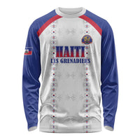 Custom Haiti Football Long Sleeve Shirt Les Grenadiers Veve Haitian Vodou White Version - Wonder Print Shop