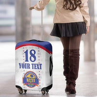 Custom Haiti Football Luggage Cover Les Grenadiers Veve Haitian Vodou White Version - Wonder Print Shop