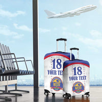 Custom Haiti Football Luggage Cover Les Grenadiers Veve Haitian Vodou White Version - Wonder Print Shop
