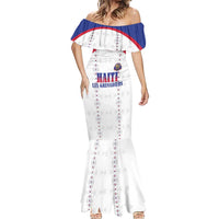 Custom Haiti Football Mermaid Dress Les Grenadiers Veve Haitian Vodou White Version - Wonder Print Shop