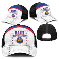 Haiti Football Mesh Trucker Cap Les Grenadiers Veve Haitian Vodou White Version - Wonder Print Shop