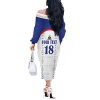 Custom Haiti Football Off The Shoulder Long Sleeve Dress Les Grenadiers Veve Haitian Vodou White Version - Wonder Print Shop