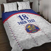 Custom Haiti Football Quilt Bed Set Les Grenadiers Veve Haitian Vodou White Version - Wonder Print Shop