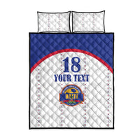 Custom Haiti Football Quilt Bed Set Les Grenadiers Veve Haitian Vodou White Version - Wonder Print Shop