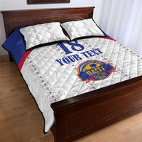 Custom Haiti Football Quilt Bed Set Les Grenadiers Veve Haitian Vodou White Version - Wonder Print Shop