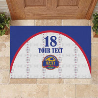 Custom Haiti Football Rubber Doormat Les Grenadiers Veve Haitian Vodou White Version - Wonder Print Shop