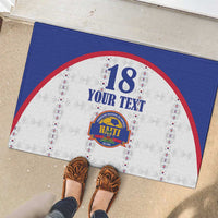 Custom Haiti Football Rubber Doormat Les Grenadiers Veve Haitian Vodou White Version - Wonder Print Shop