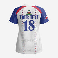 Custom Haiti Football Scrub Top Les Grenadiers Veve Haitian Vodou White Version - Wonder Print Shop