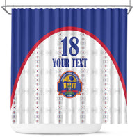 Custom Haiti Football Shower Curtain Les Grenadiers Veve Haitian Vodou White Version - Wonder Print Shop