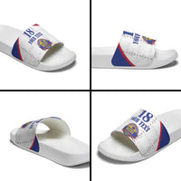 Custom Haiti Football Slide Sandals Les Grenadiers Veve Haitian Vodou White Version - Wonder Print Shop