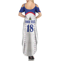 Custom Haiti Football Summer Maxi Dress Les Grenadiers Veve Haitian Vodou White Version - Wonder Print Shop
