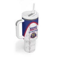 Custom Haiti Football Tumbler With Handle Les Grenadiers Veve Haitian Vodou White Version - Wonder Print Shop