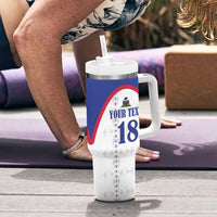 Custom Haiti Football Tumbler With Handle Les Grenadiers Veve Haitian Vodou White Version - Wonder Print Shop