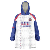 Custom Haiti Football Wearable Blanket Hoodie Les Grenadiers Veve Haitian Vodou White Version - Wonder Print Shop