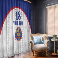 Custom Haiti Football Window Curtain Les Grenadiers Veve Haitian Vodou White Version - Wonder Print Shop