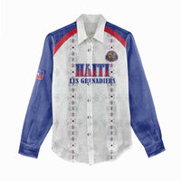 Custom Haiti Football Women Casual Shirt Les Grenadiers Veve Haitian Vodou White Version - Wonder Print Shop