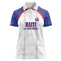 Custom Haiti Football Women Polo Shirt Les Grenadiers Veve Haitian Vodou White Version - Wonder Print Shop
