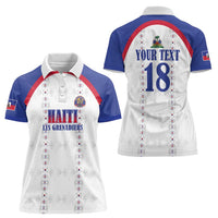 Custom Haiti Football Women Polo Shirt Les Grenadiers Veve Haitian Vodou White Version - Wonder Print Shop
