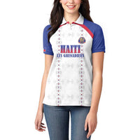 Custom Haiti Football Women Polo Shirt Les Grenadiers Veve Haitian Vodou White Version - Wonder Print Shop
