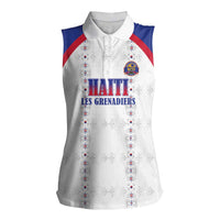 Custom Haiti Football Women Sleeveless Polo Shirt Les Grenadiers Veve Haitian Vodou White Version - Wonder Print Shop