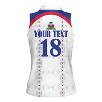 Custom Haiti Football Women Sleeveless Polo Shirt Les Grenadiers Veve Haitian Vodou White Version - Wonder Print Shop