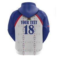 Custom Haiti Football Zip Hoodie Les Grenadiers Veve Haitian Vodou White Version - Wonder Print Shop