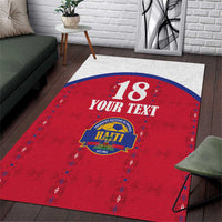 Custom Haiti Football Area Rug Les Grenadiers Veve Haitian Vodou Red Version - Wonder Print Shop