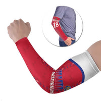 Custom Haiti Football Arm Sleeves Les Grenadiers Veve Haitian Vodou Red Version - Wonder Print Shop